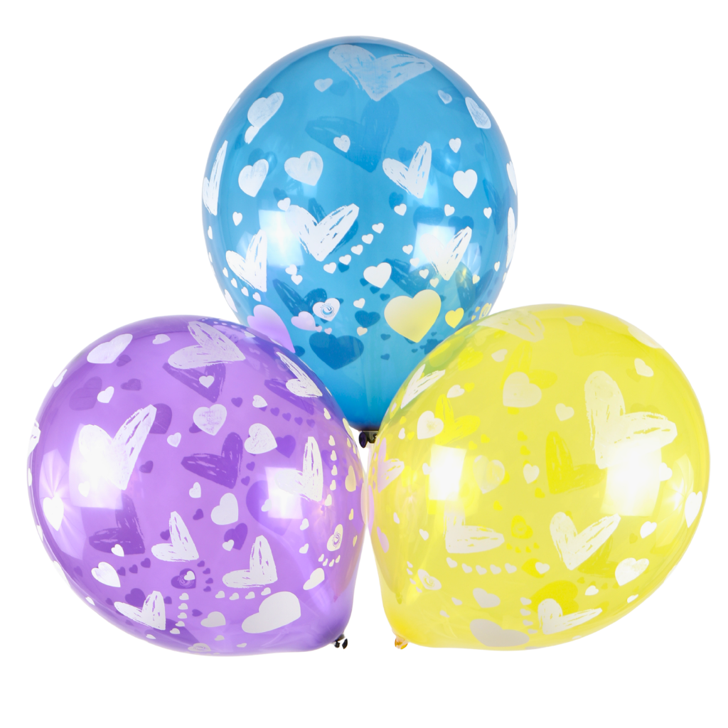 Clem-Tex Signature 18" (45 cm) - Cœur - Assortiment Cristal - Ballons en latex