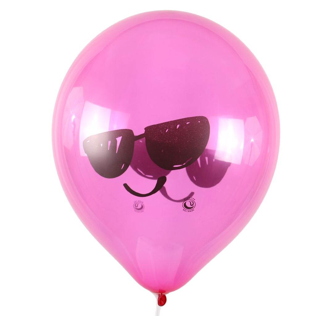 Clem-Tex Signature 18" (45 cm) - Cool Smiley - Assortiment Cristal - Ballons en latex
