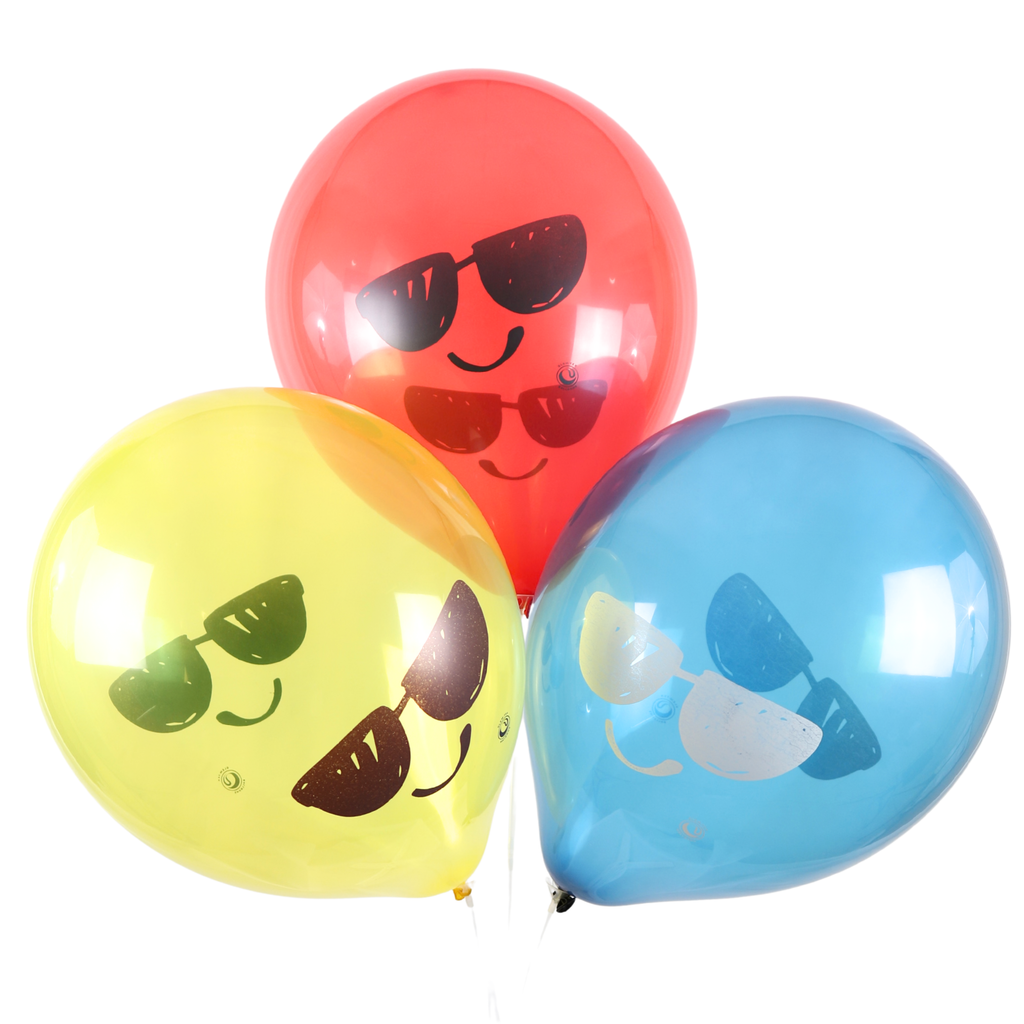 Clem-Tex Signature 18" (45 cm) - Cool Smiley - Assortiment Cristal - Ballons en latex