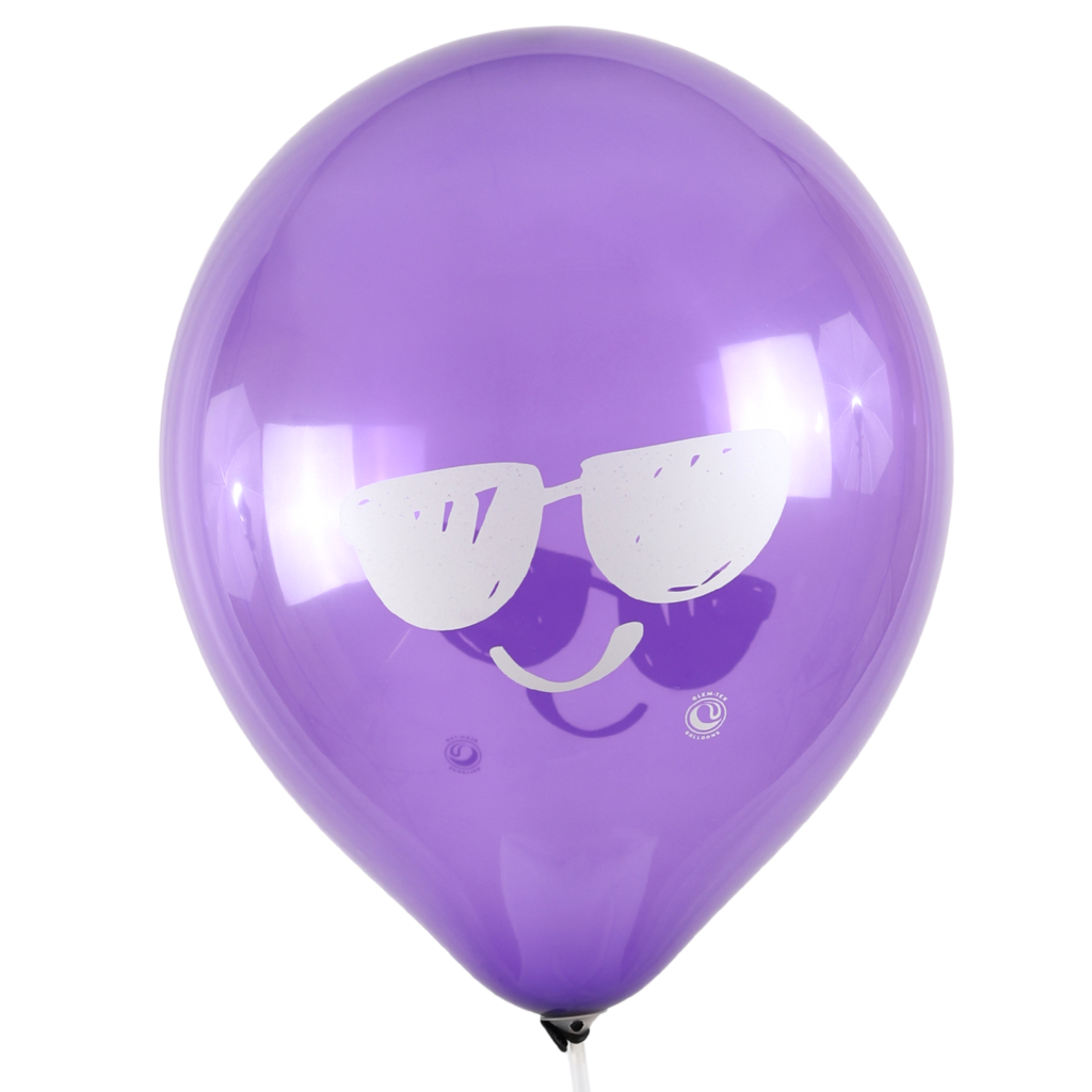 Clem-Tex Signature 18" (45 cm) - Cool Smiley - Assortiment Cristal - Ballons en latex
