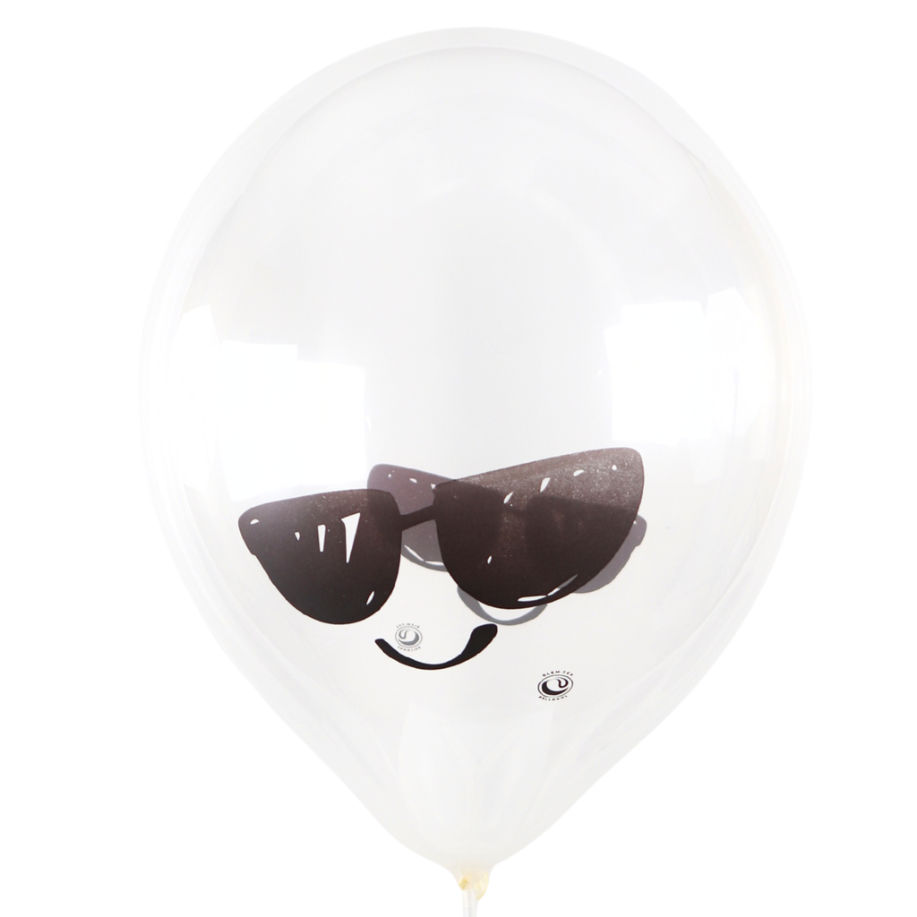 Clem-Tex Signature 18" (45 cm) - Cool Smiley - Assortiment Cristal - Ballons en latex
