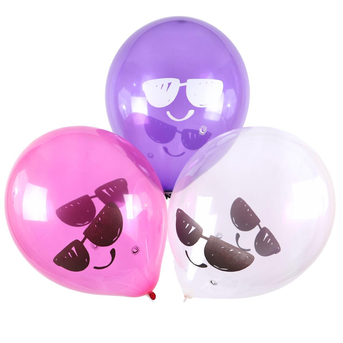 Clem-Tex Signature 18" (45 cm) - Cool Smiley - Assortiment Cristal - Ballons en latex