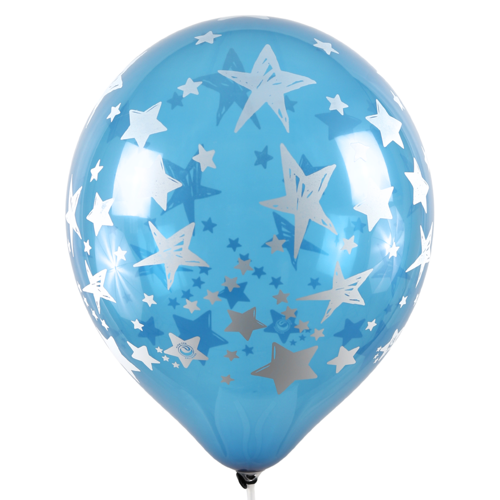 Clem-Tex Signature 18" (45 cm) - Étoiles - Assortiment Cristal - Ballons en latex
