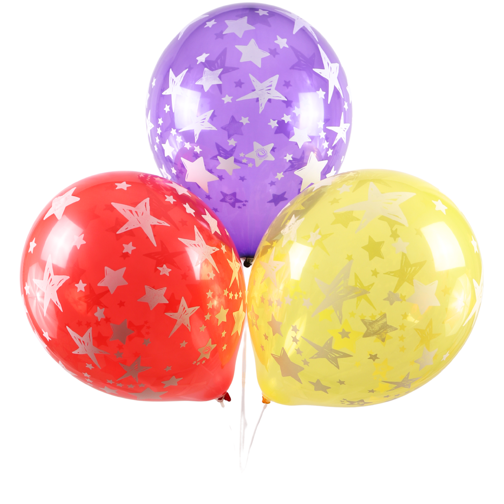 Clem-Tex Signature 18" (45 cm) - Étoiles - Assortiment Cristal - Ballons en latex