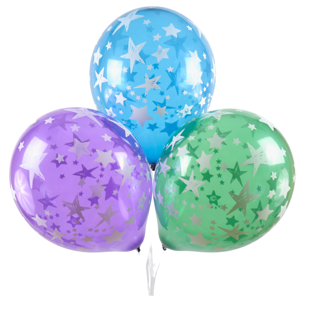 Clem-Tex Signature 18" (45 cm) - Étoiles - Assortiment Cristal - Ballons en latex