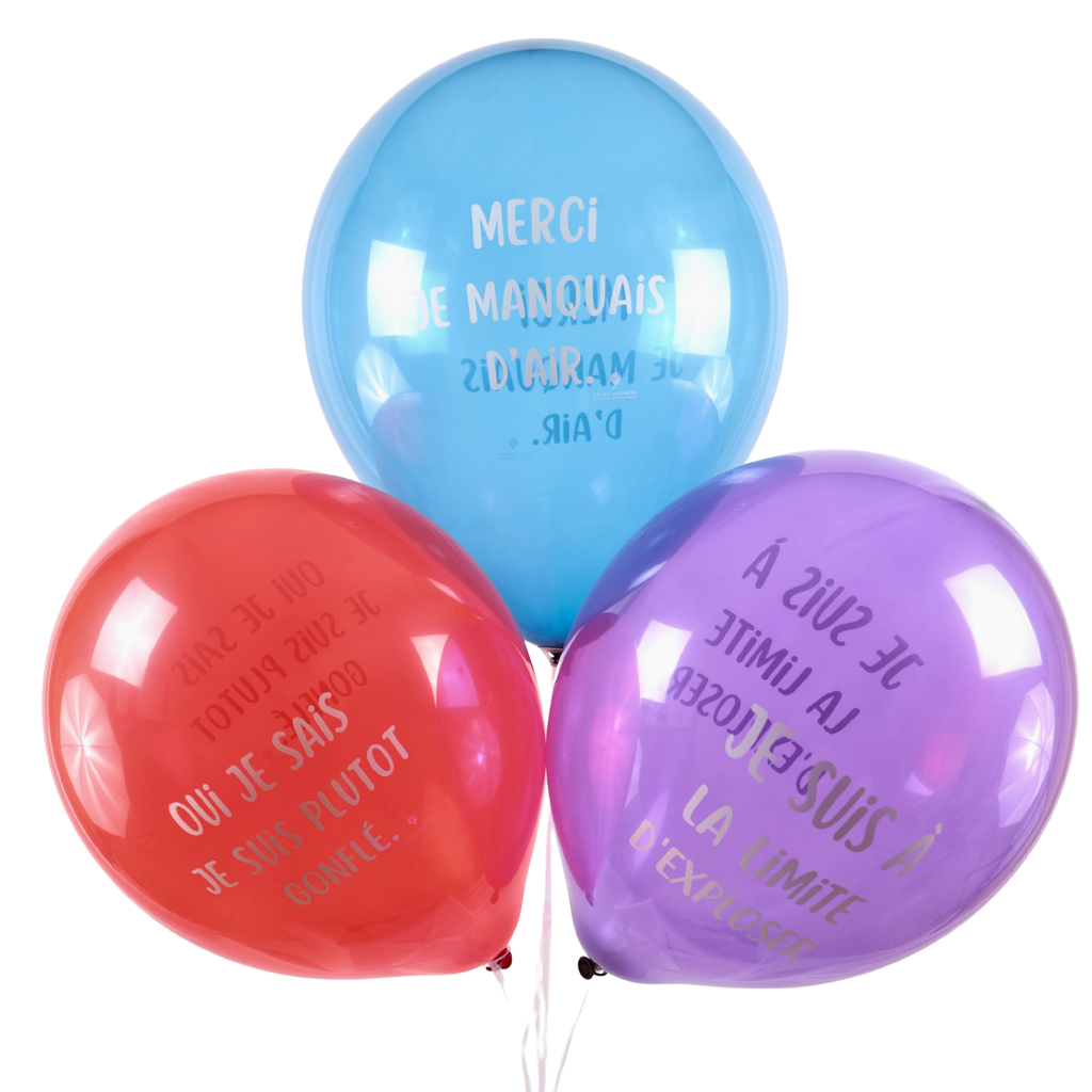 Clem-Tex Signature 18" (45 cm) - Phrases Gonflés - Assortiment Cristal - Ballons en latex