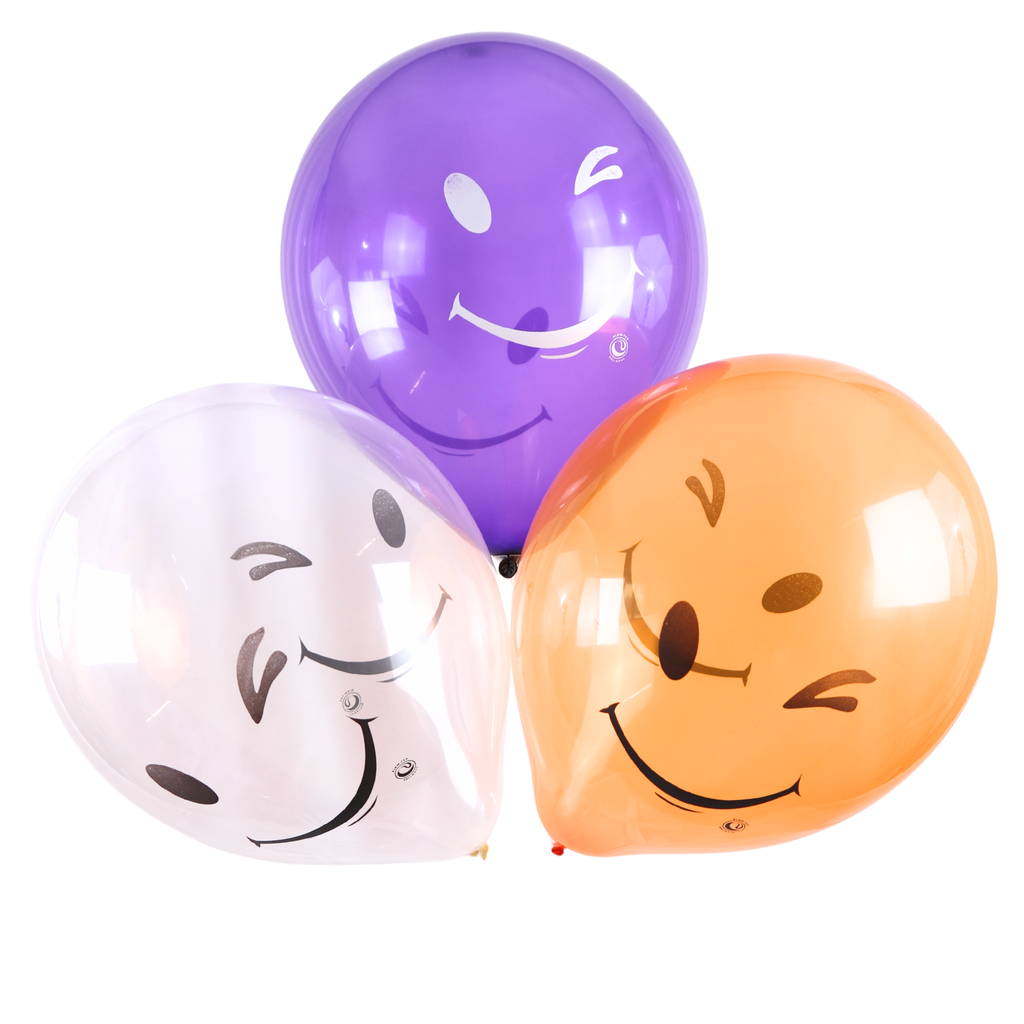 Clem-Tex Signature 18" (45 cm) - Smiley - Assortiment Cristal - Ballons en latex