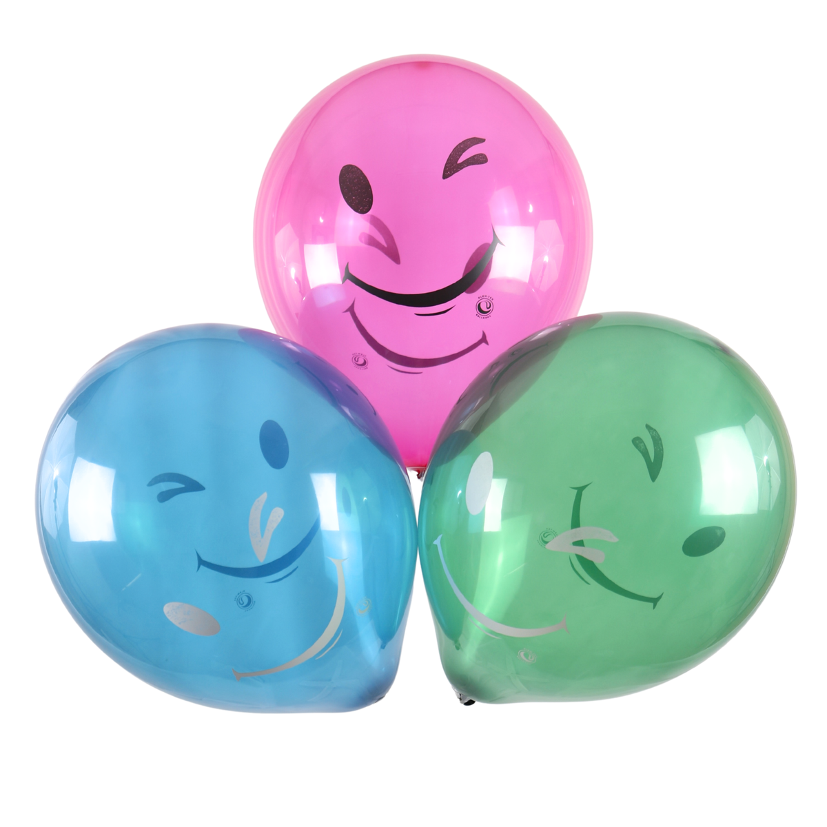 Clem-Tex Signature 18" (45 cm) - Smiley - Assortiment Cristal - Ballons en latex