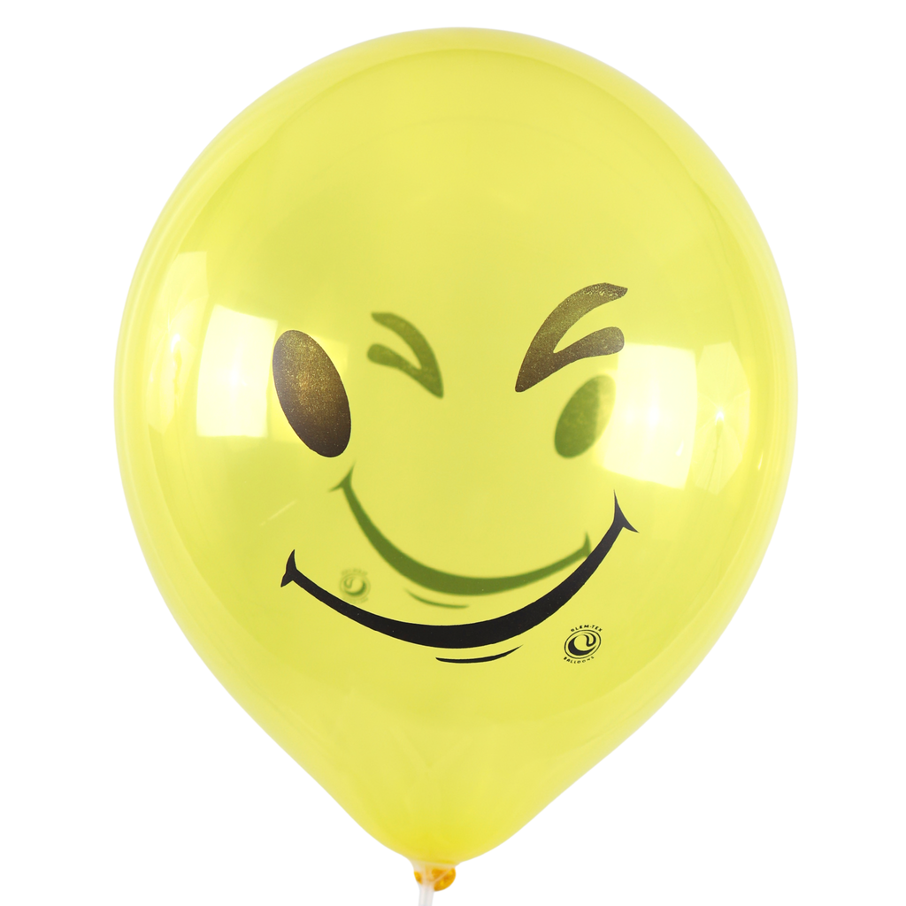 Clem-Tex Signature 18" (45 cm) - Smiley - Assortiment Cristal - Ballons en latex