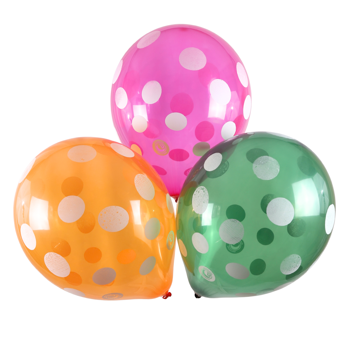 Clem-Tex Signature 18" (45 cm) - Polka Dots Blanc - Assortiment Cristal - Ballons en latex