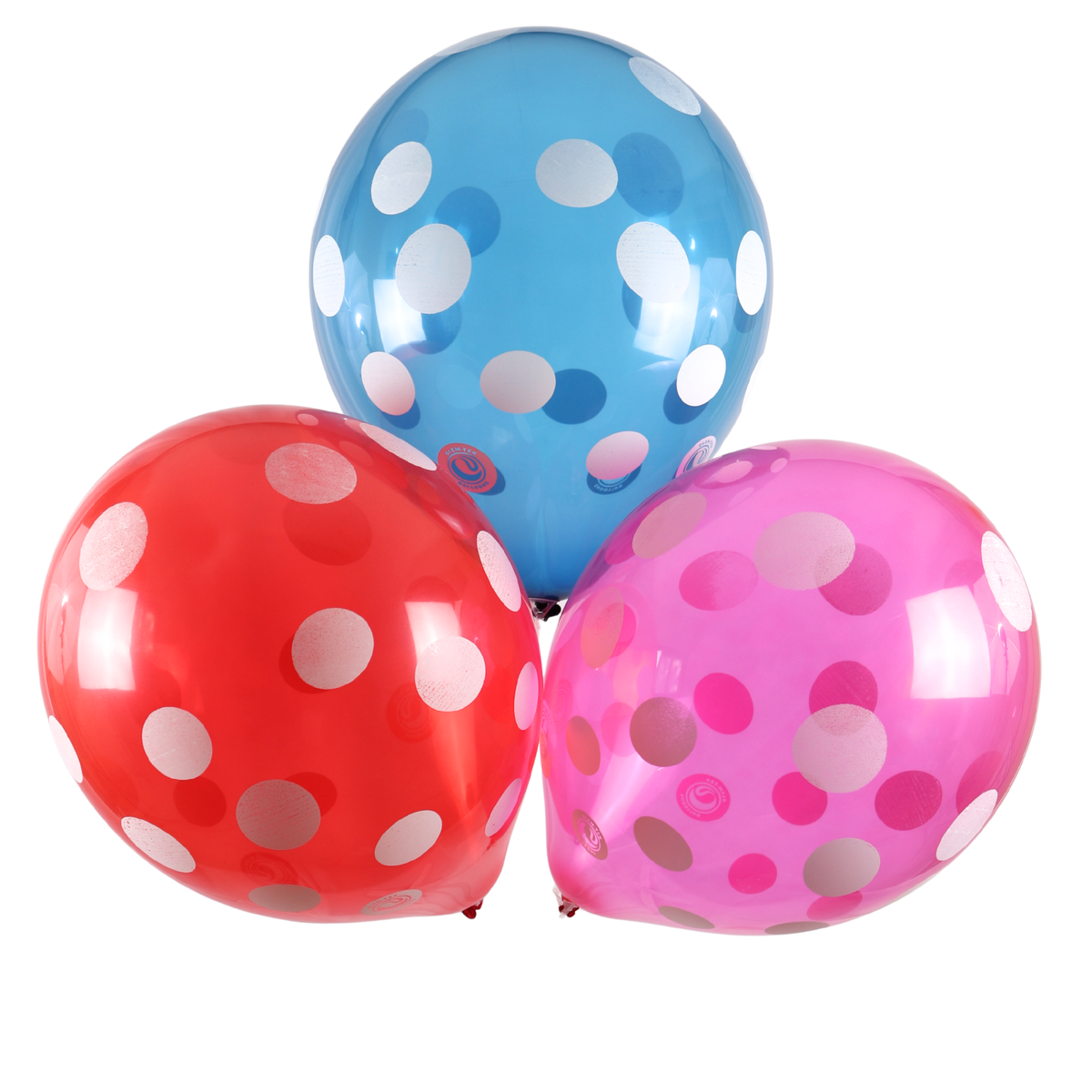 Clem-Tex Signature 18" (45 cm) - Polka Dots Blanc - Assortiment Cristal - Ballons en latex