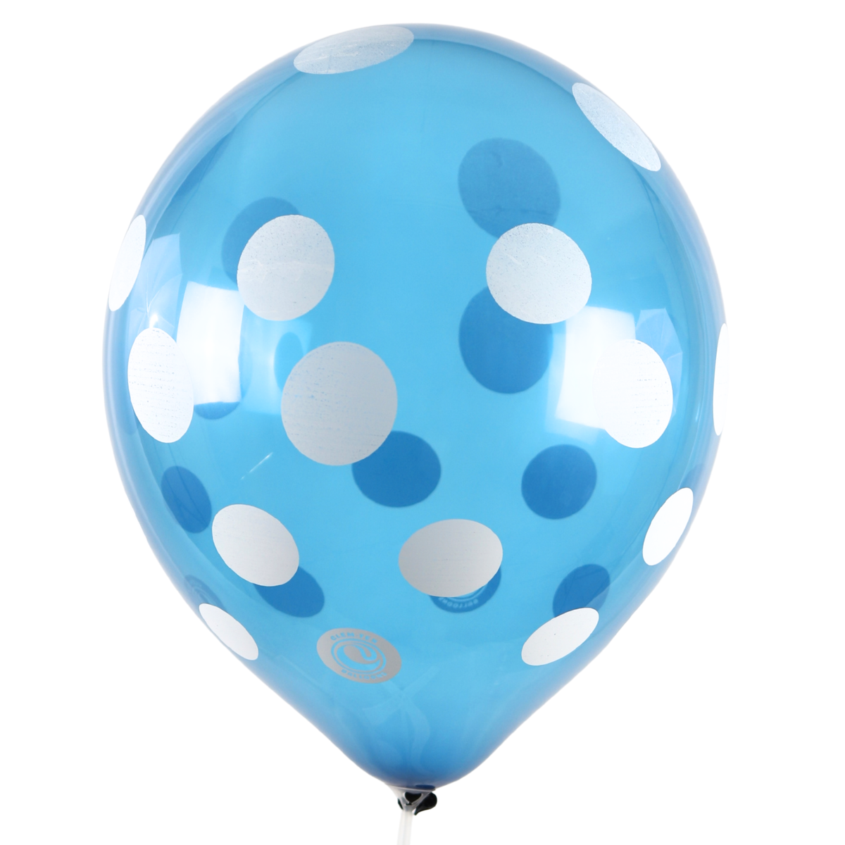 Clem-Tex Signature 18" (45 cm) - Polka Dots Blanc - Bleu Cristal - Ballons en latex