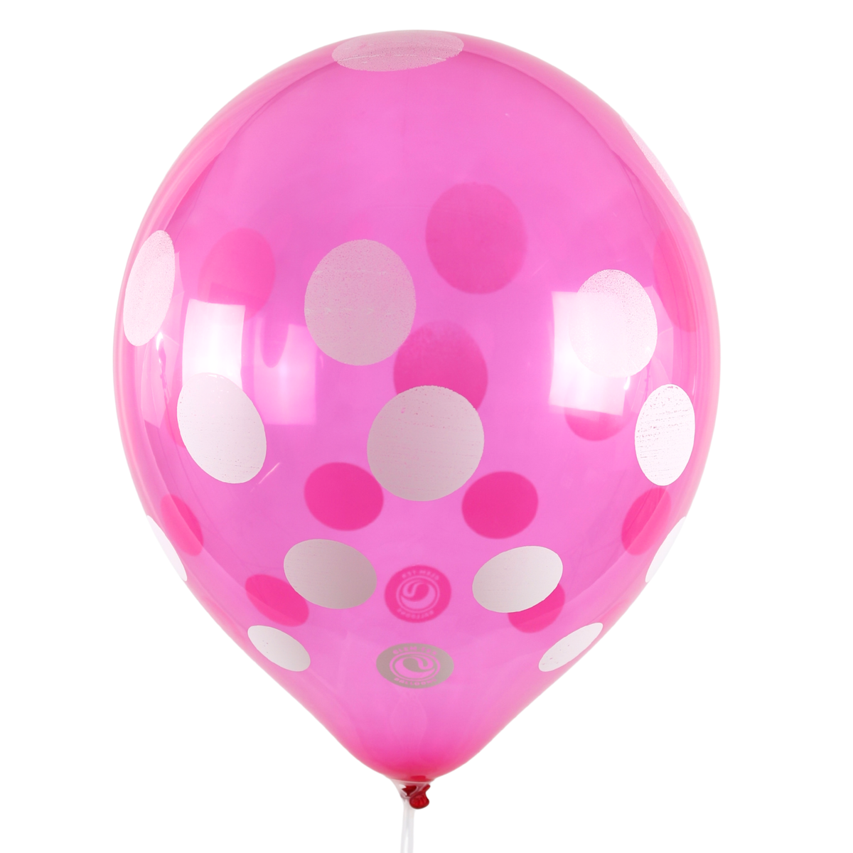 Clem-Tex Signature 18" (45 cm) - Polka Dots Blanc - Fuchsia Cristal - Ballons en latex