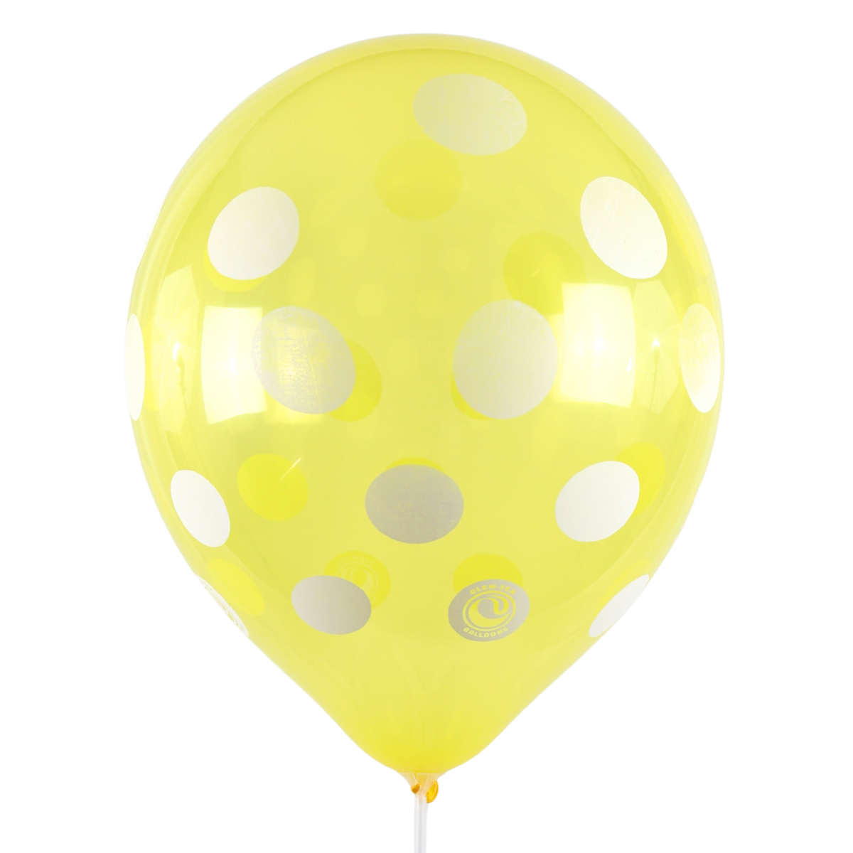 Clem-Tex Signature 18" (45 cm) - Polka Dots Blanc - Jaune Cristal - Ballons en latex