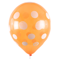 Clem-Tex Signature 18" (45 cm) - White Polka Dots - Crystal Orange - Latex Balloons