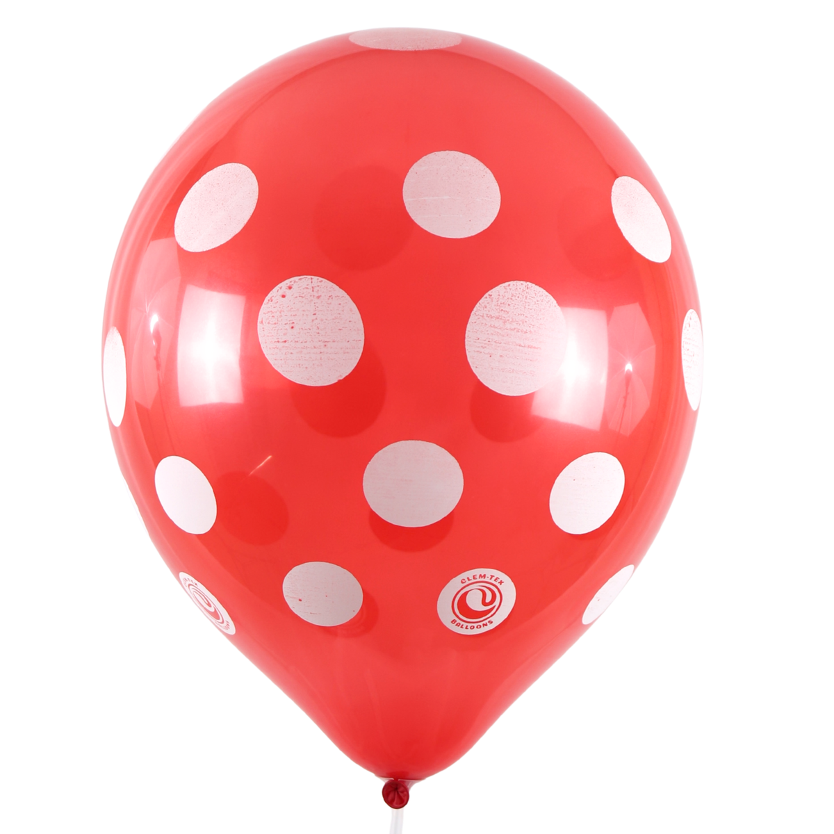 Clem-Tex Signature 18" (45 cm) - Polka Dots Blanc - Rouge Cristal - Ballons en latex