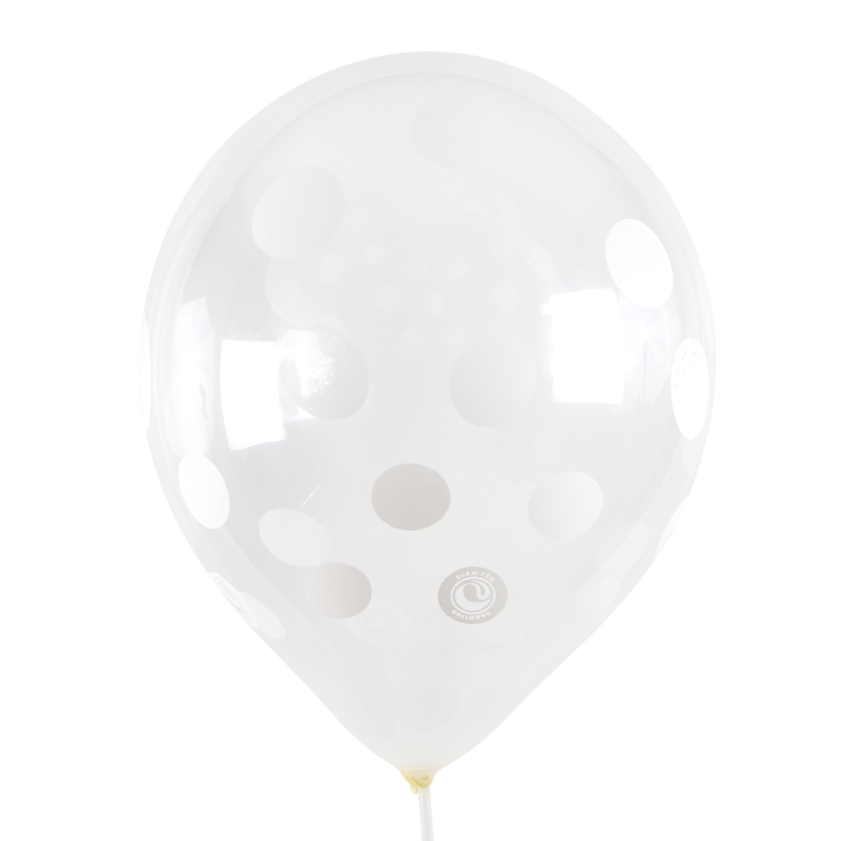 Clem-Tex Signature 18" (45 cm) - Polka Dots Blanc - Transparent - Ballons en latex