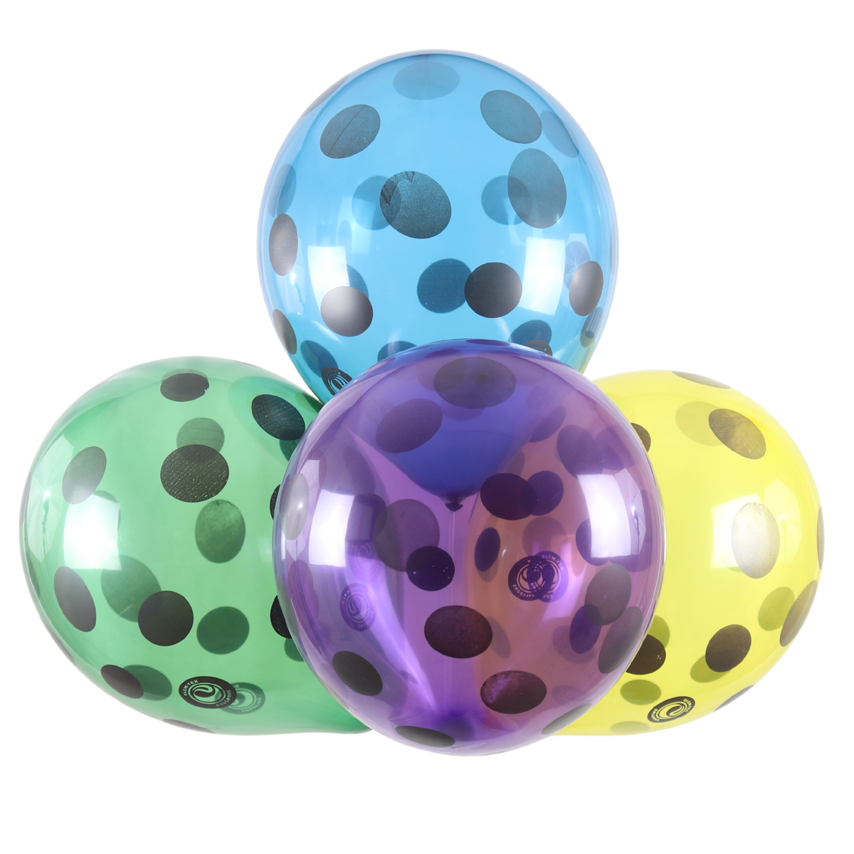 Clem-Tex Signature 18" (45 cm) - Polka Dots Noir - Assortiment Cristal - Ballons en latex