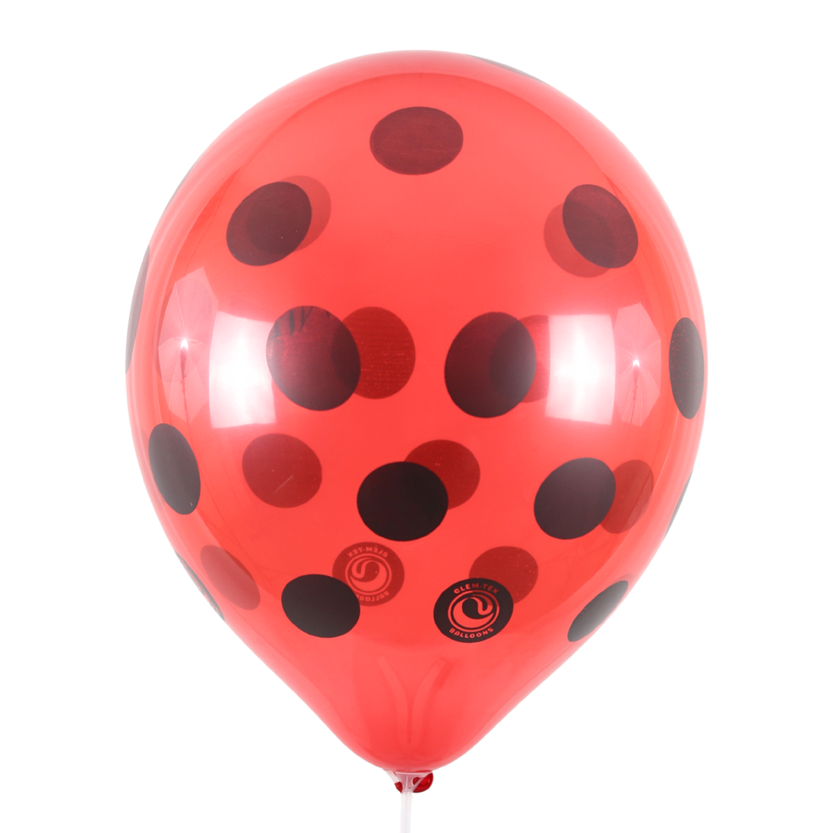 Clem-Tex Signature 18" (45 cm) - Polka Dots Noir - Rouge Cristal - Ballons en latex