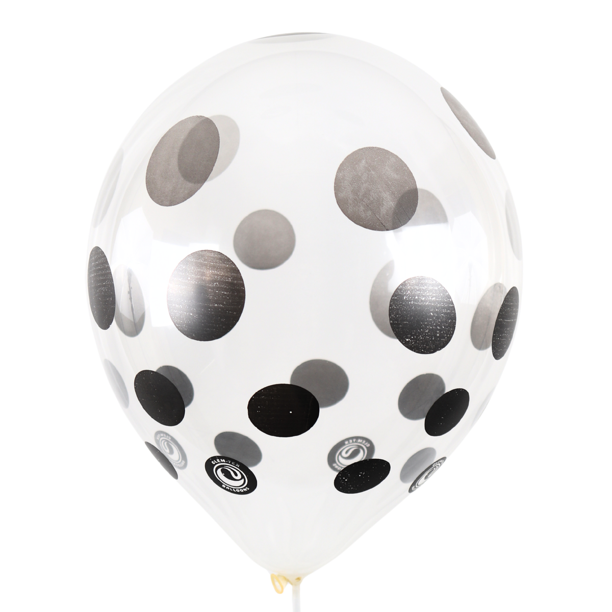 Clem-Tex Signature 18" (45 cm) - Polka Dots Noir - Transparent - Ballons en latex