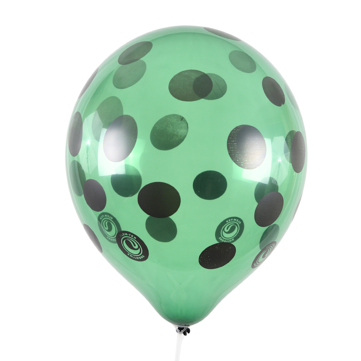 Clem-Tex Signature 18" (45 cm) - Polka Dots Noir - Vert Cristal - Ballons en latex